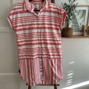 NWOT cotton striped button down dress